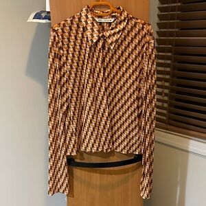 Zara Women’s Tan and Brown Geometric Shirt